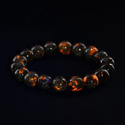 Natural Yooperlite 129.50 ctw 10-11mm Beaded Stretch Bracelet with Free UV Flash Light