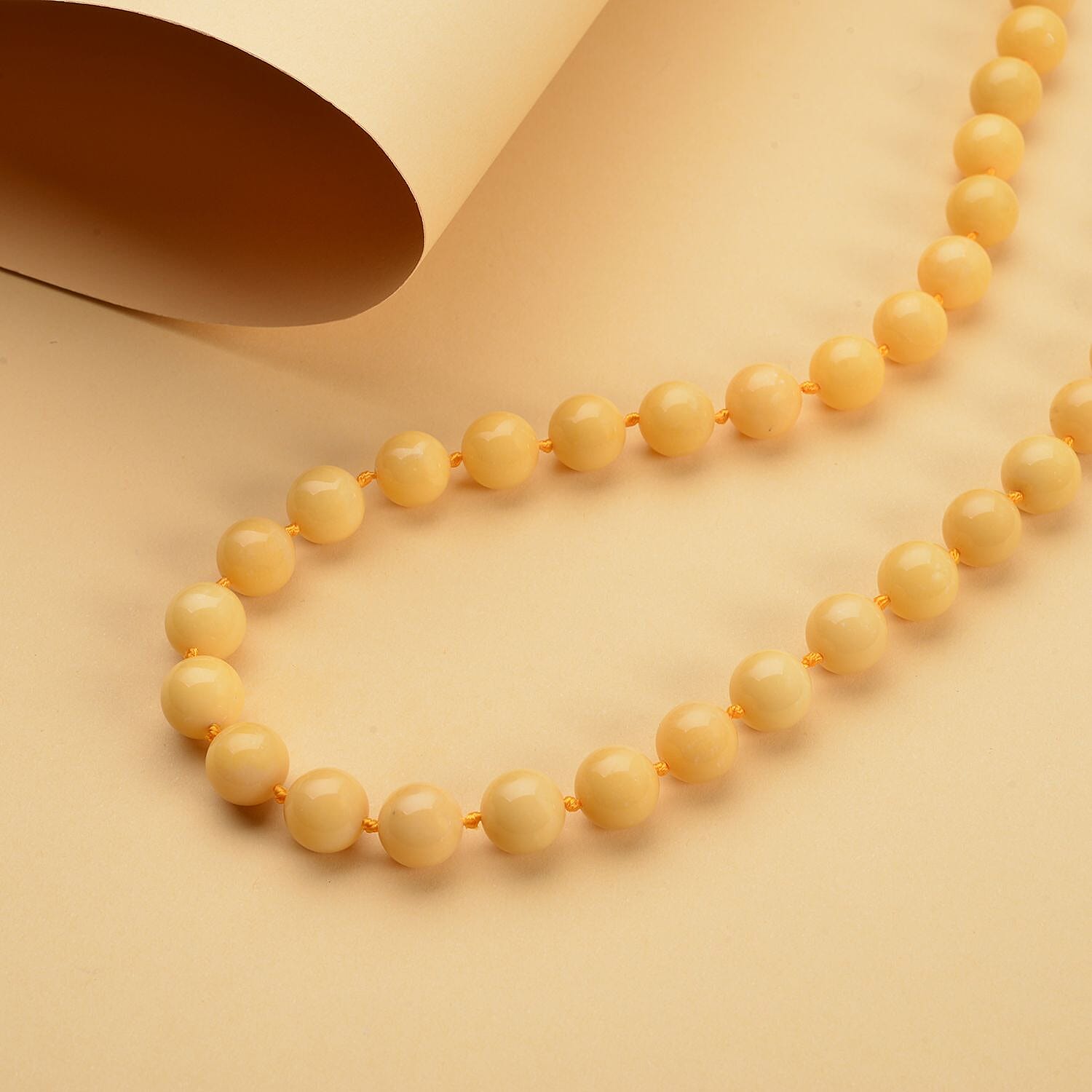 Honey Quartz 10mm Beaded Necklace 20 Inches with Magnetic Clasp in Rhodium Over Sterling Silver 322.50 ctw