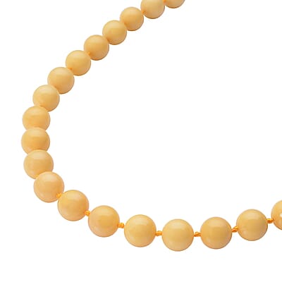 Honey Quartz 10mm Beaded Necklace 20 Inches with Magnetic Clasp in Rhodium Over Sterling Silver 322.50 ctw