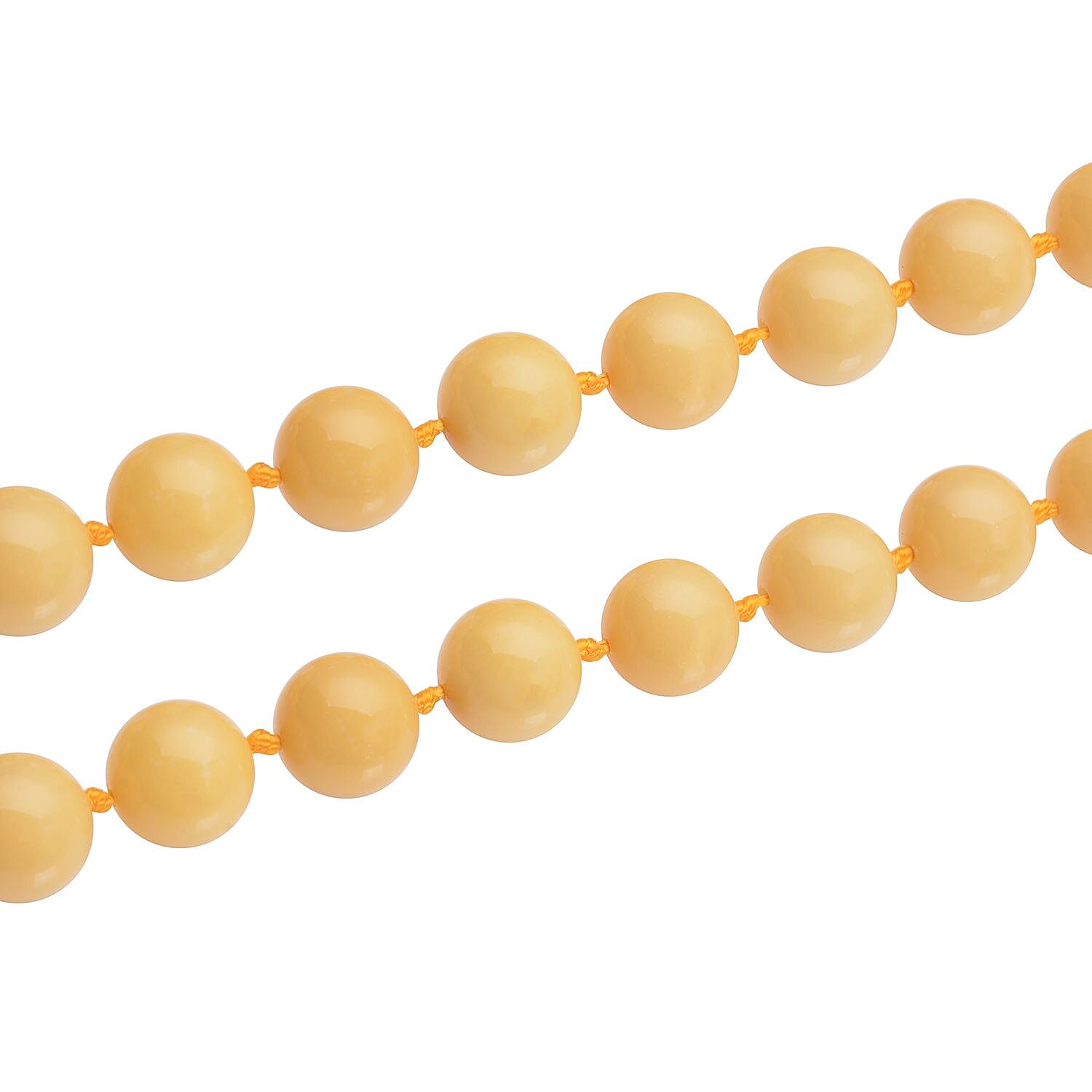 Honey Quartz 10mm Beaded Necklace 20 Inches with Magnetic Clasp in Rhodium Over Sterling Silver 322.50 ctw