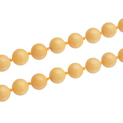 Honey Quartz 10mm Beaded Necklace 20 Inches with Magnetic Clasp in Rhodium Over Sterling Silver 322.50 ctw