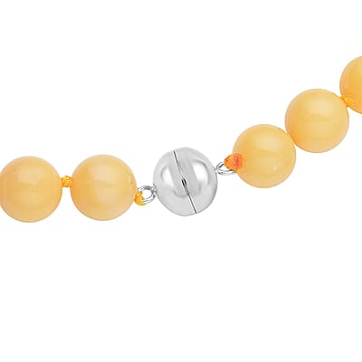 Honey Quartz 10mm Beaded Necklace 20 Inches with Magnetic Clasp in Rhodium Over Sterling Silver 322.50 ctw