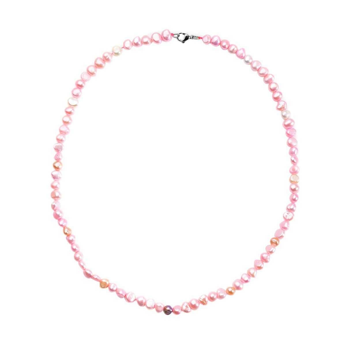 Buy Pink and White Freshwater Pearl Necklace (24 Inches) in Stainless ...