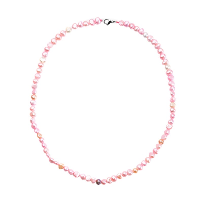 Pink and White Freshwater Pearl Necklace (24 Inches) in Stainless Steel 220.00 ctw , Tarnish-Free, Waterproof, Sweat Proof Jewelry