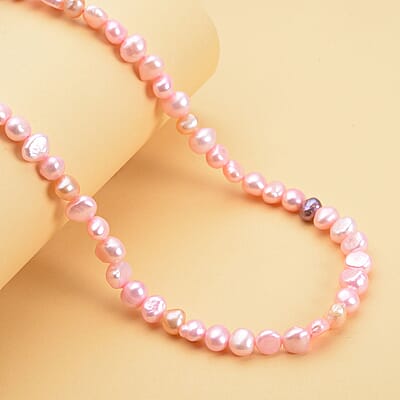 Pink and White Freshwater Pearl Necklace (24 Inches) in Stainless Steel 220.00 ctw , Tarnish-Free, Waterproof, Sweat Proof Jewelry