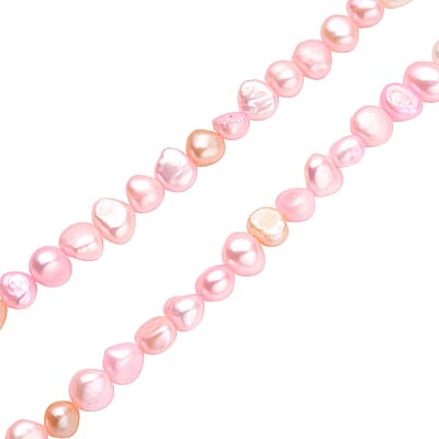 Pink and White Freshwater Pearl Necklace (24 Inches) in Stainless Steel 220.00 ctw , Tarnish-Free, Waterproof, Sweat Proof Jewelry
