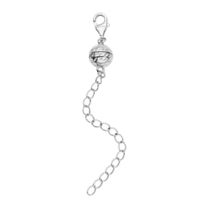 Rhodium Over Sterling Silver Magnetic Lobster Lock With 2 Inches Extended Chain 2.30 Grams