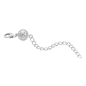 Rhodium Over Sterling Silver Magnetic Lobster Lock With 2 Inches Extended Chain 2.30 Grams