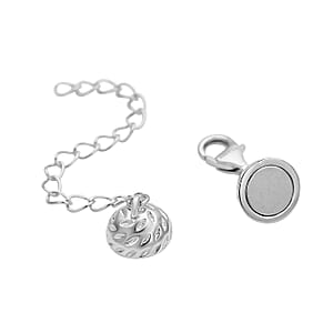 Rhodium Over Sterling Silver Magnetic Lobster Lock With 2 Inches Extended Chain 2.30 Grams
