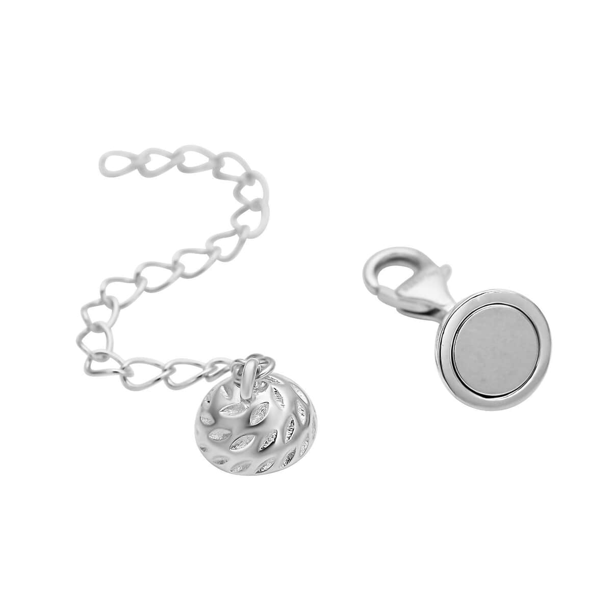 Rhodium Over Sterling Silver Magnetic Lobster Lock With 2 Inches Extended Chain 2.30 Grams image number 2