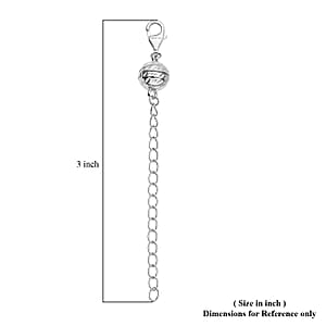 Rhodium Over Sterling Silver Magnetic Lobster Lock With 2 Inches Extended Chain 2.30 Grams