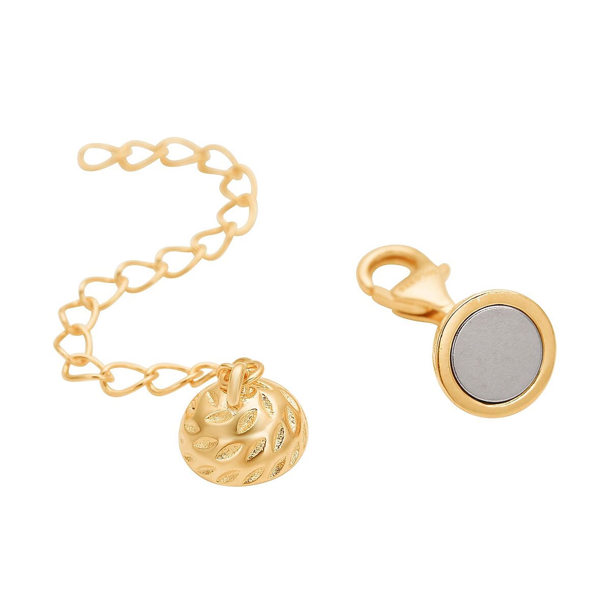 14K Yellow Gold Over Sterling Silver Magnetic Lobster Lock With 2 Inches Extended Chain 2.30 Grams image number 2