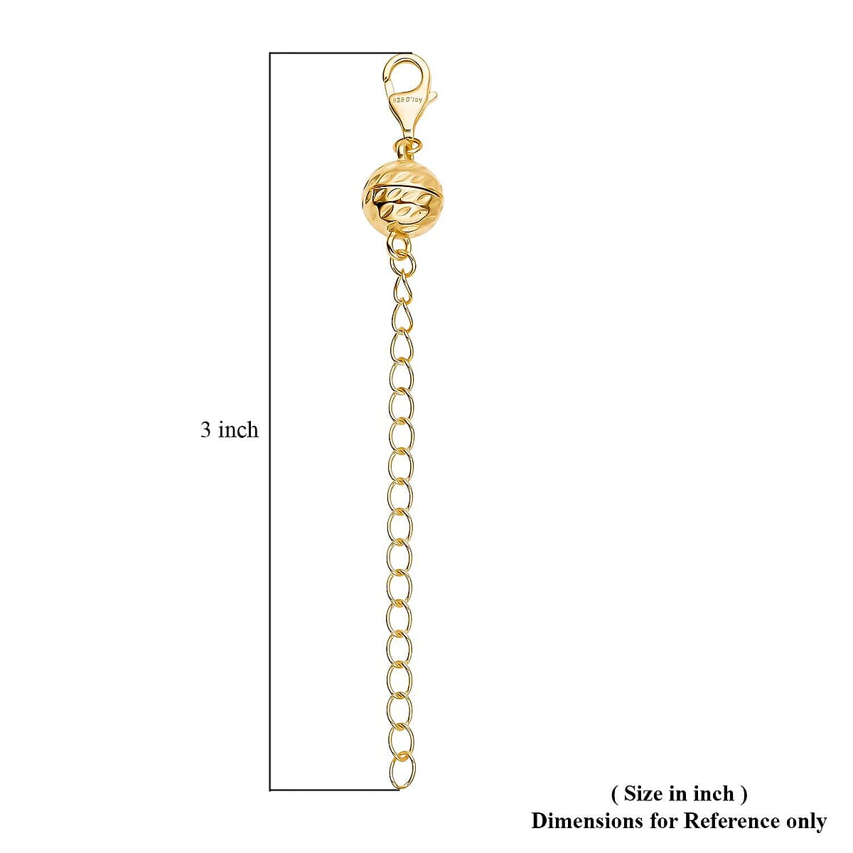 14K Yellow Gold Over Sterling Silver Magnetic Lobster Lock With 2 Inches Extended Chain 2.30 Grams image number 3