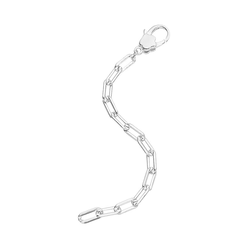 Paper Clip Extension Chain 2.5 Inches with Lobster Lock in Rhodium Over Sterling Silver