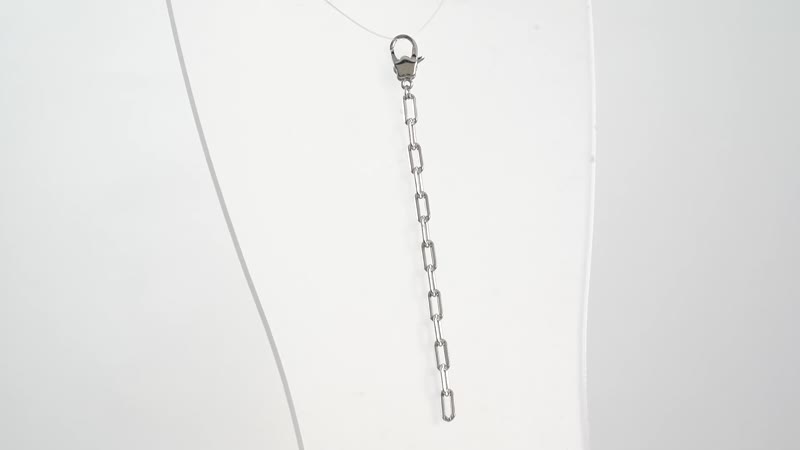 Rhodium Over Sterling Silver Paper Clip Extension Chain 2.5 Inches with Lobster Lock
