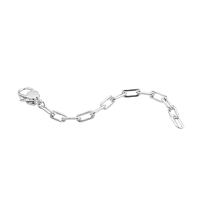 Paper Clip Extension Chain 2.5 Inches with Lobster Lock in Rhodium Over Sterling Silver