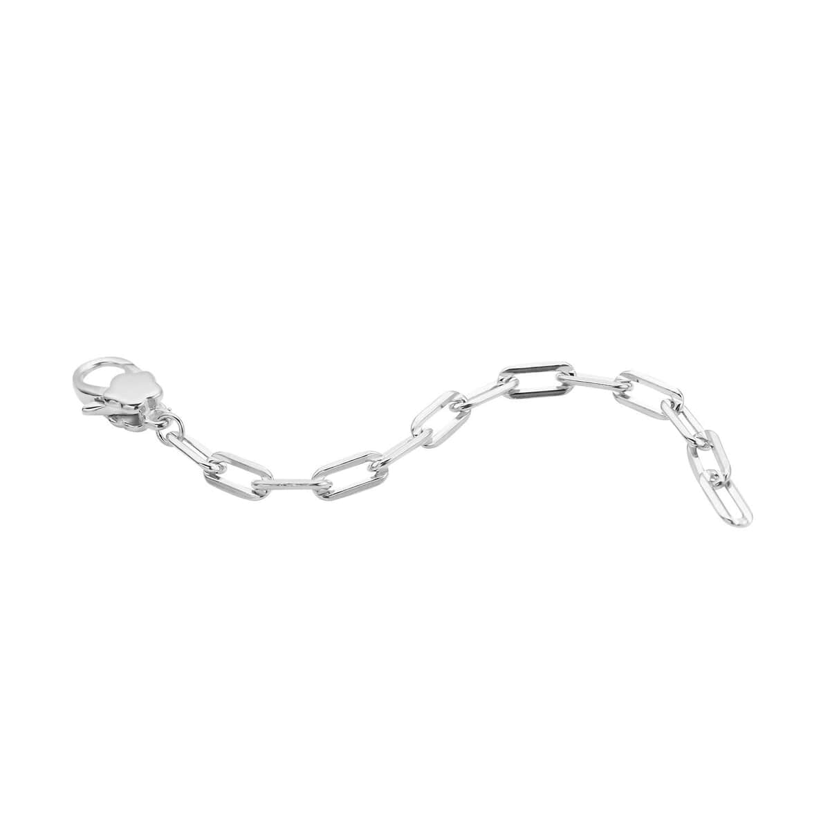 Rhodium Over Sterling Silver Paper Clip Extension Chain 2.5 Inches with Lobster Lock image number 1