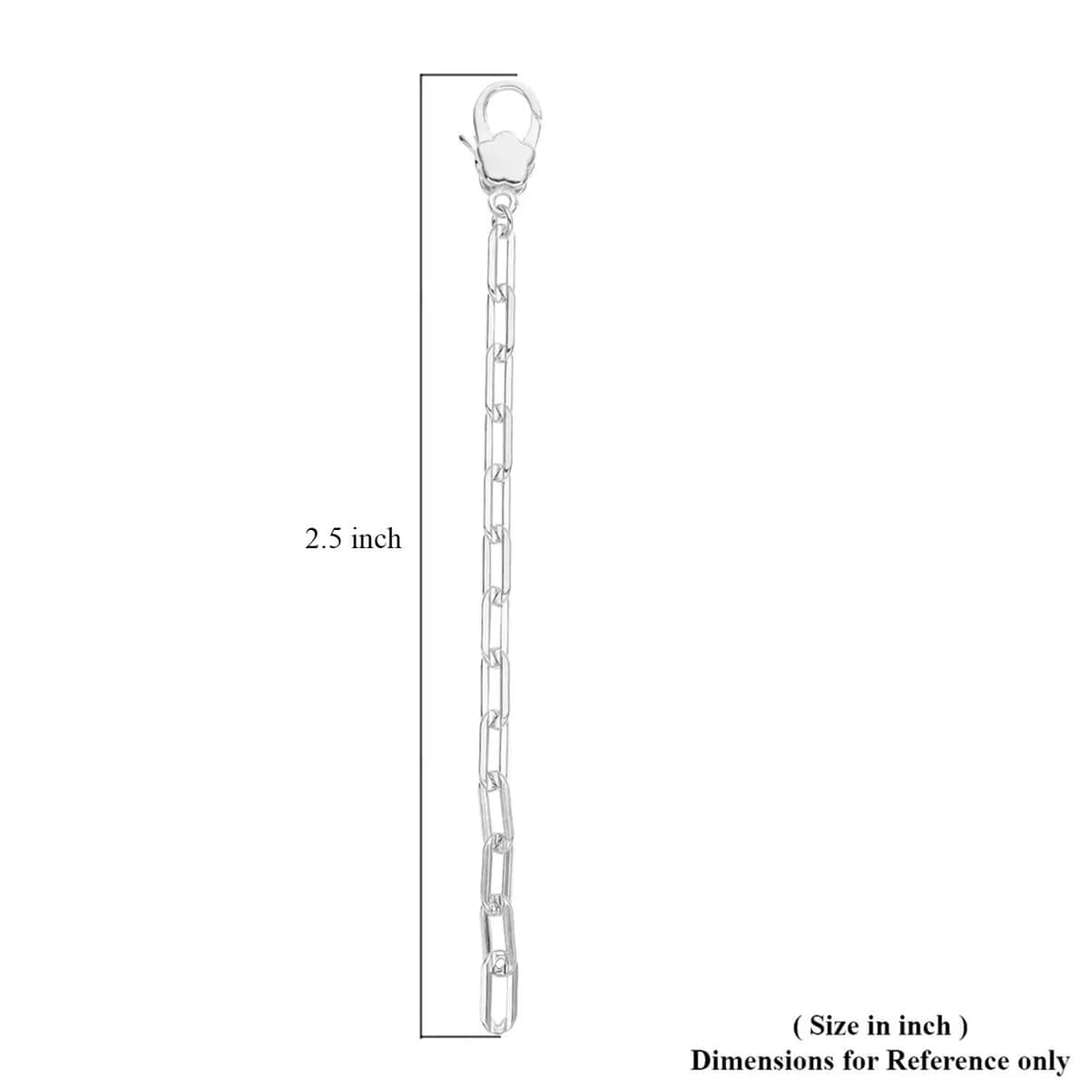 Rhodium Over Sterling Silver Paper Clip Extension Chain 2.5 Inches with Lobster Lock image number 3