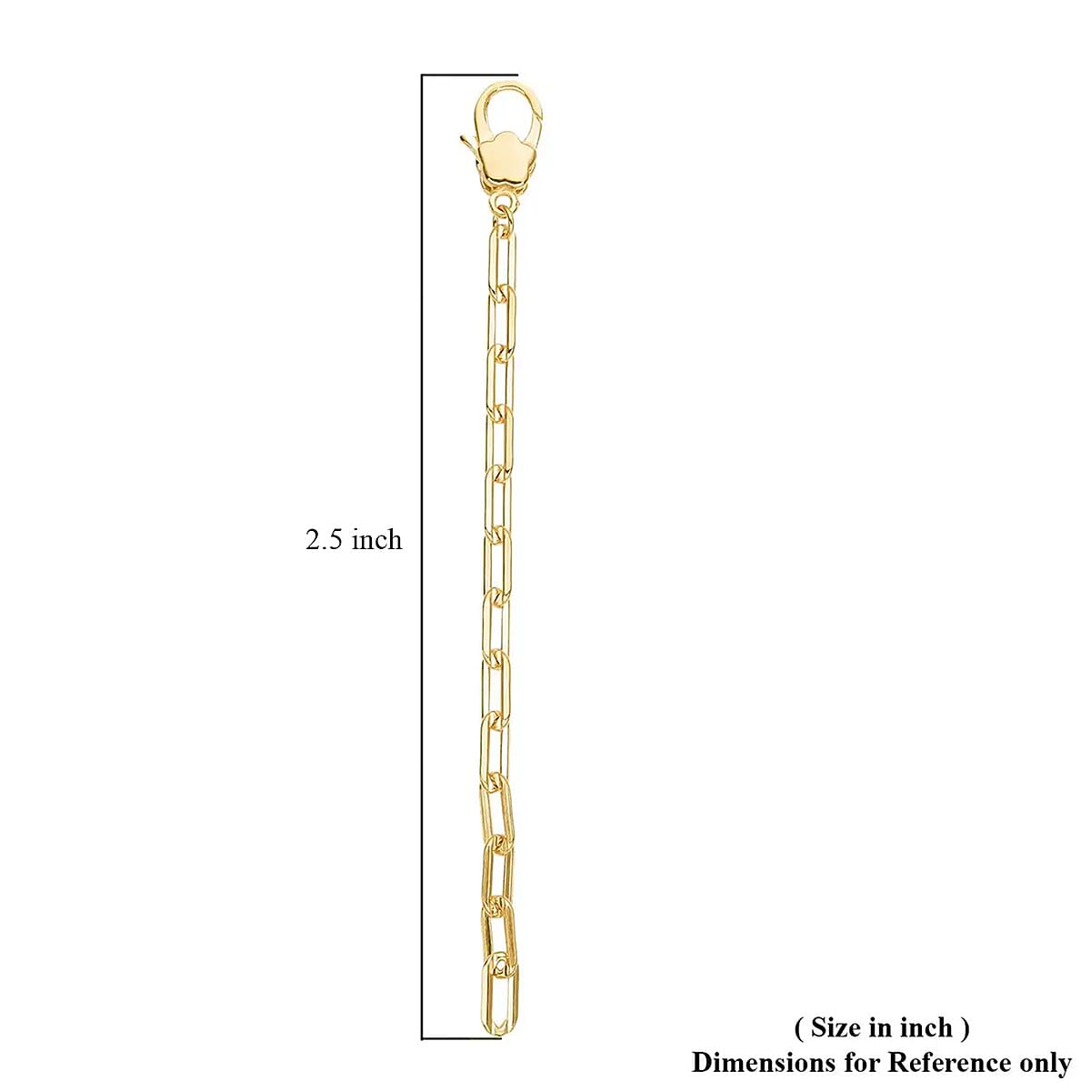 14K YG Over Sterling Silver Paper Clip Extension Chain 2.5 Inches with Lobster Lock image number 3