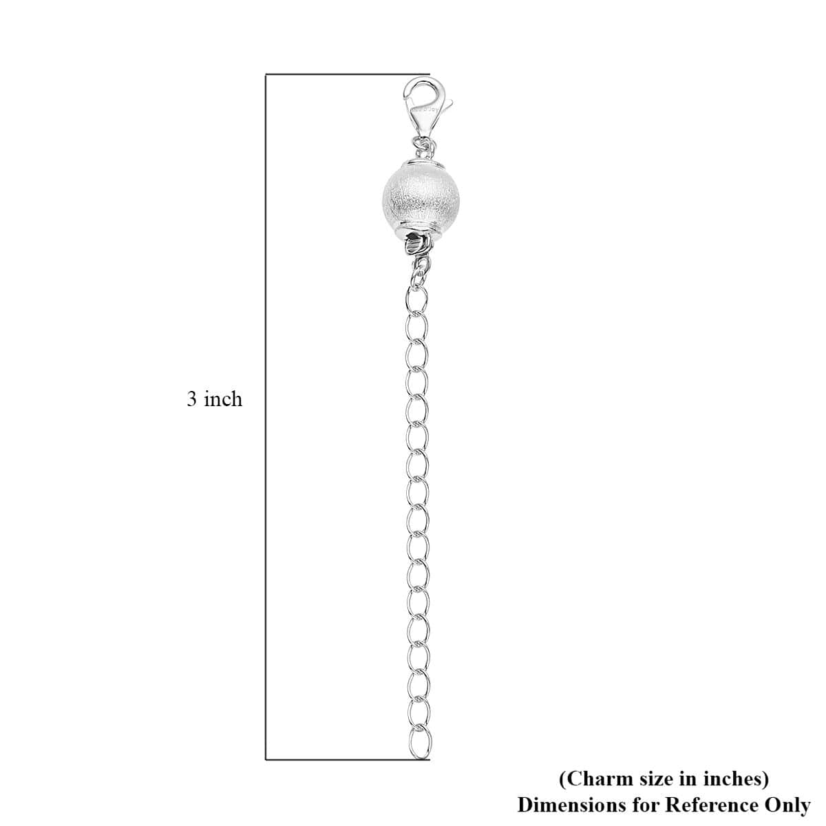 Rhodium Over Sterling Silver 8mm Sanded Ball Buckle with 2 Inches Extension Chain with Lobster Lock image number 3