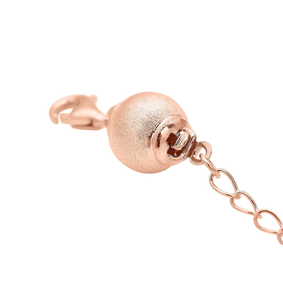 14K Rose Gold Over Sterling Silver 8mm Sanded Ball Buckle with 2 Inches Extension Chain with Lobster Lock image number 1