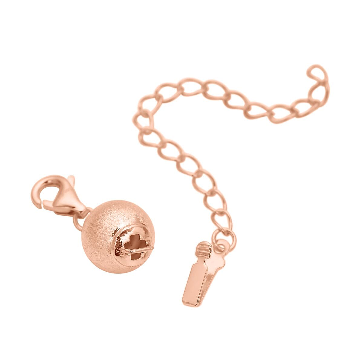 14K Rose Gold Over Sterling Silver 8mm Sanded Ball Buckle with 2 Inches Extension Chain with Lobster Lock image number 2