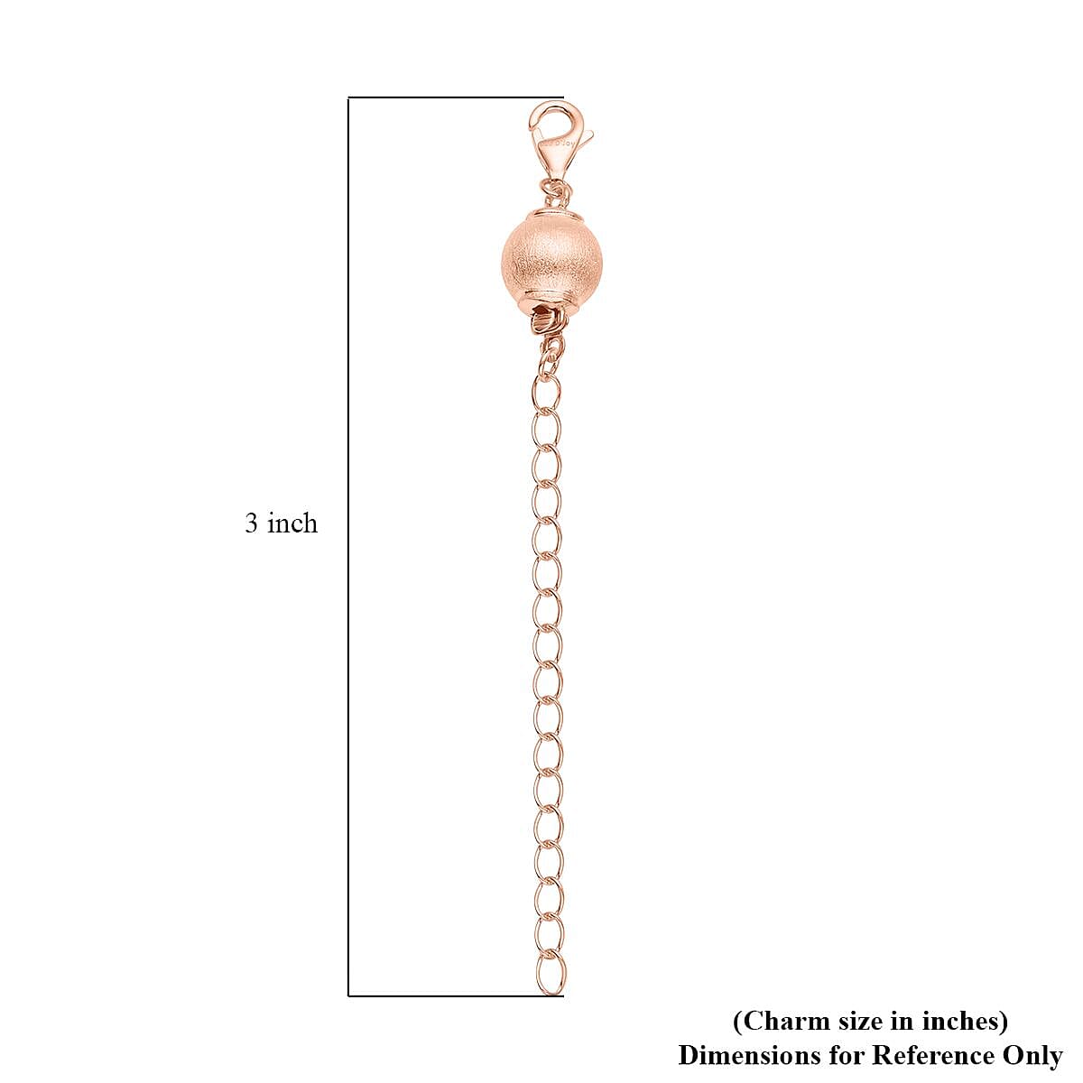 14K Rose Gold Over Sterling Silver 8mm Sanded Ball Buckle with 2 Inches Extension Chain with Lobster Lock image number 3