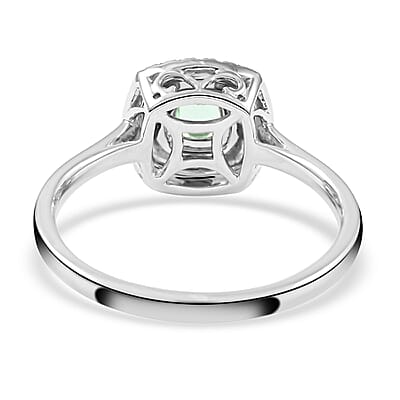 Certified & Appraised Rhapsody 950 Platinum AAAA Paraiba Tourmaline and E-F VS Diamond Double Halo Ring (Size 10.0) 5 Grams 0.60 ctw