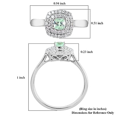 Certified & Appraised Rhapsody 950 Platinum AAAA Paraiba Tourmaline and E-F VS Diamond Double Halo Ring (Size 10.0) 5 Grams 0.60 ctw