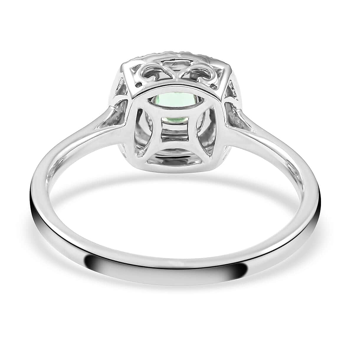 Certified Rhapsody 950 Platinum AAAA Paraiba Tourmaline and E-F VS Diamond Double Halo Ring (Size 7.0) 5 Grams 0.60 ctw image number 4