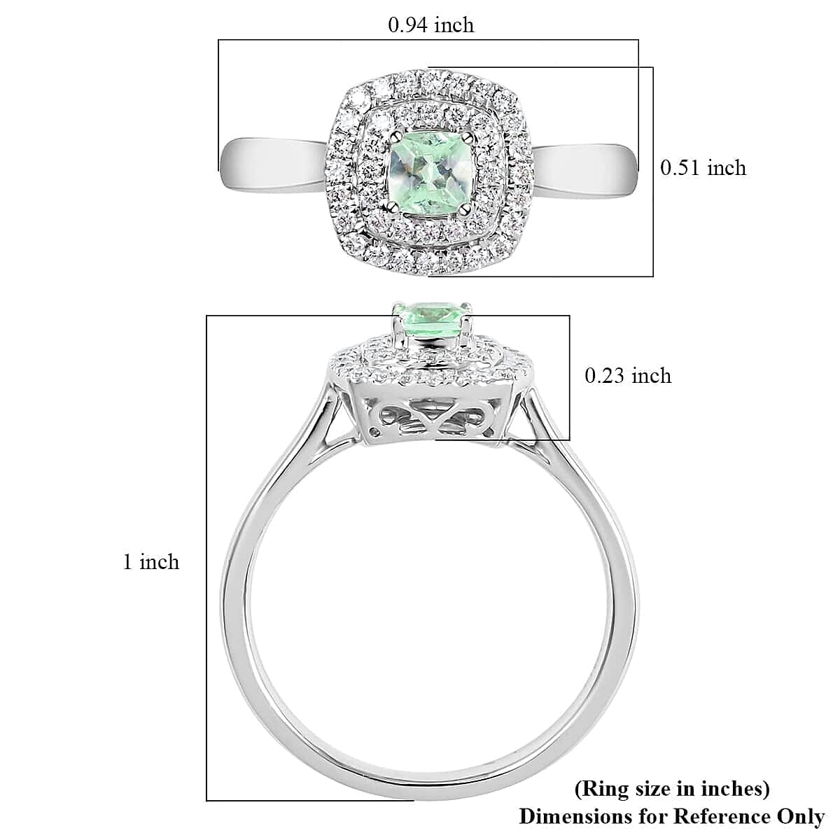 Certified Rhapsody 950 Platinum AAAA Paraiba Tourmaline and E-F VS Diamond Double Halo Ring (Size 7.0) 5 Grams 0.60 ctw image number 5