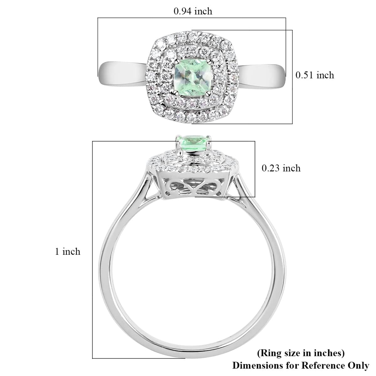 Certified Rhapsody 950 Platinum AAAA Paraiba Tourmaline and E-F VS Diamond Double Halo Ring (Size 8.0) 5 Grams 0.60 ctw image number 5