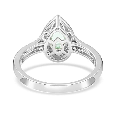 Certified & Appraised Rhapsody 950 Platinum AAAA Paraiba Tourmaline and E-F VS Diamond Double Halo Ring (Size 6.0) 7 Grams 1.00 ctw