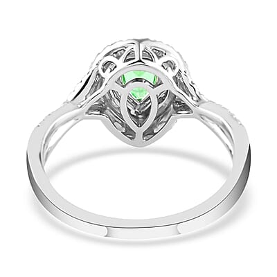 Certified 950 Platinum AAAA Paraiba Tourmaline and E-F VS Diamond Ring (Size 6.0) 6.10 Grams 1.00 ctw