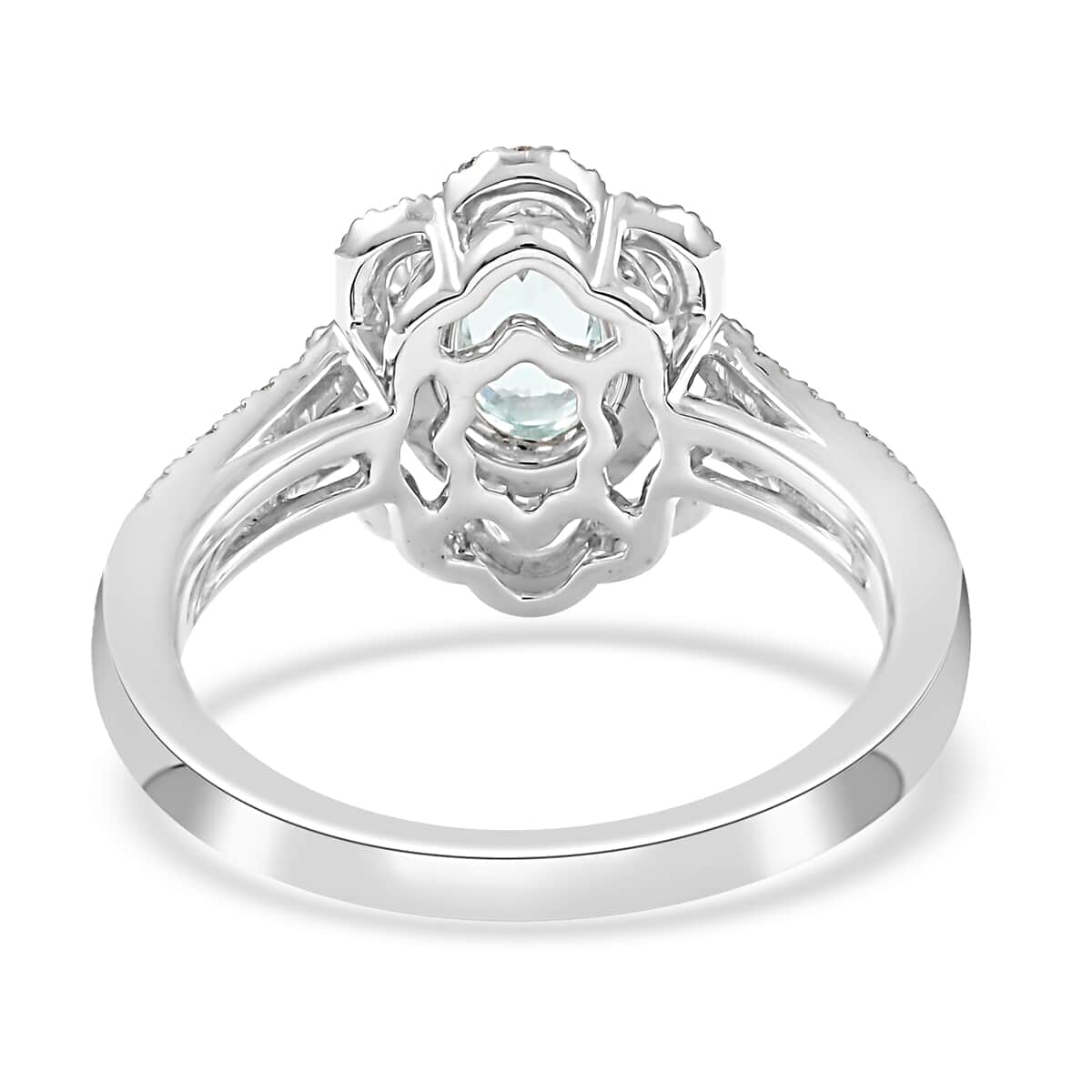 Certified & Appraised Rhapsody 950 Platinum AAAA Paraiba Tourmaline and E-F VS Diamond Ring (Size 6.0) 6.85 Grams 1.00 ctw image number 4