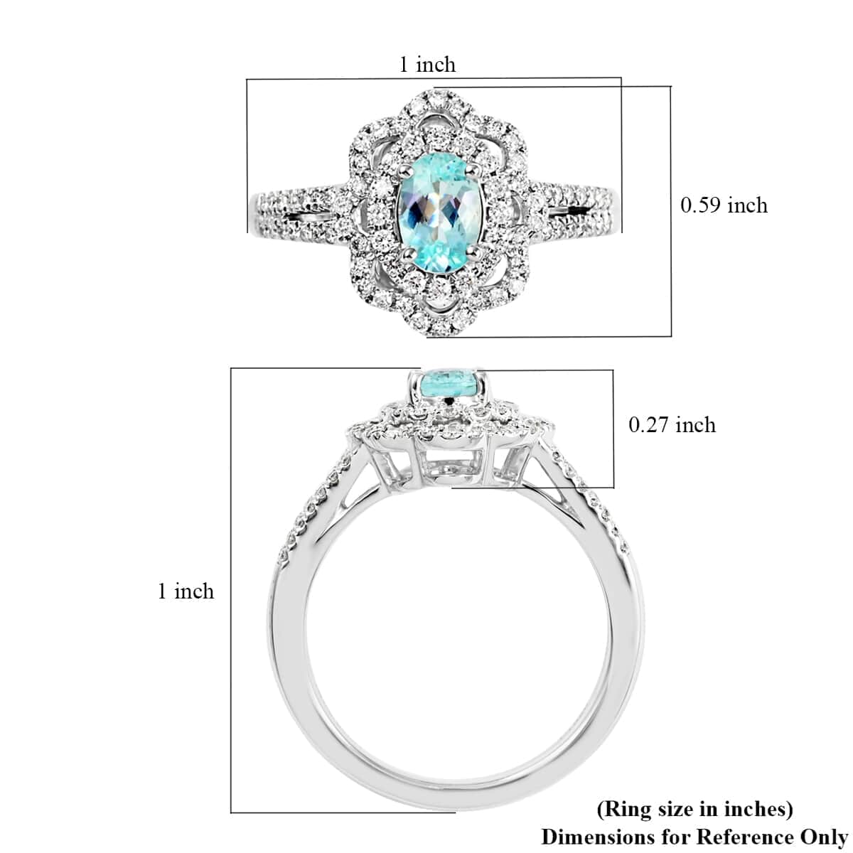 Certified & Appraised Rhapsody 950 Platinum AAAA Paraiba Tourmaline and E-F VS Diamond Ring (Size 6.0) 6.85 Grams 1.00 ctw image number 5