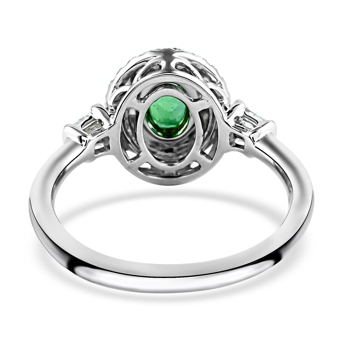 Certified & Appraised Rhapsody 950 Platinum AAAA Paraiba Tourmaline and E-F VS Diamond Double Halo Ring (Size 9.0) 5.40 grams 0.85 ctw image number 4