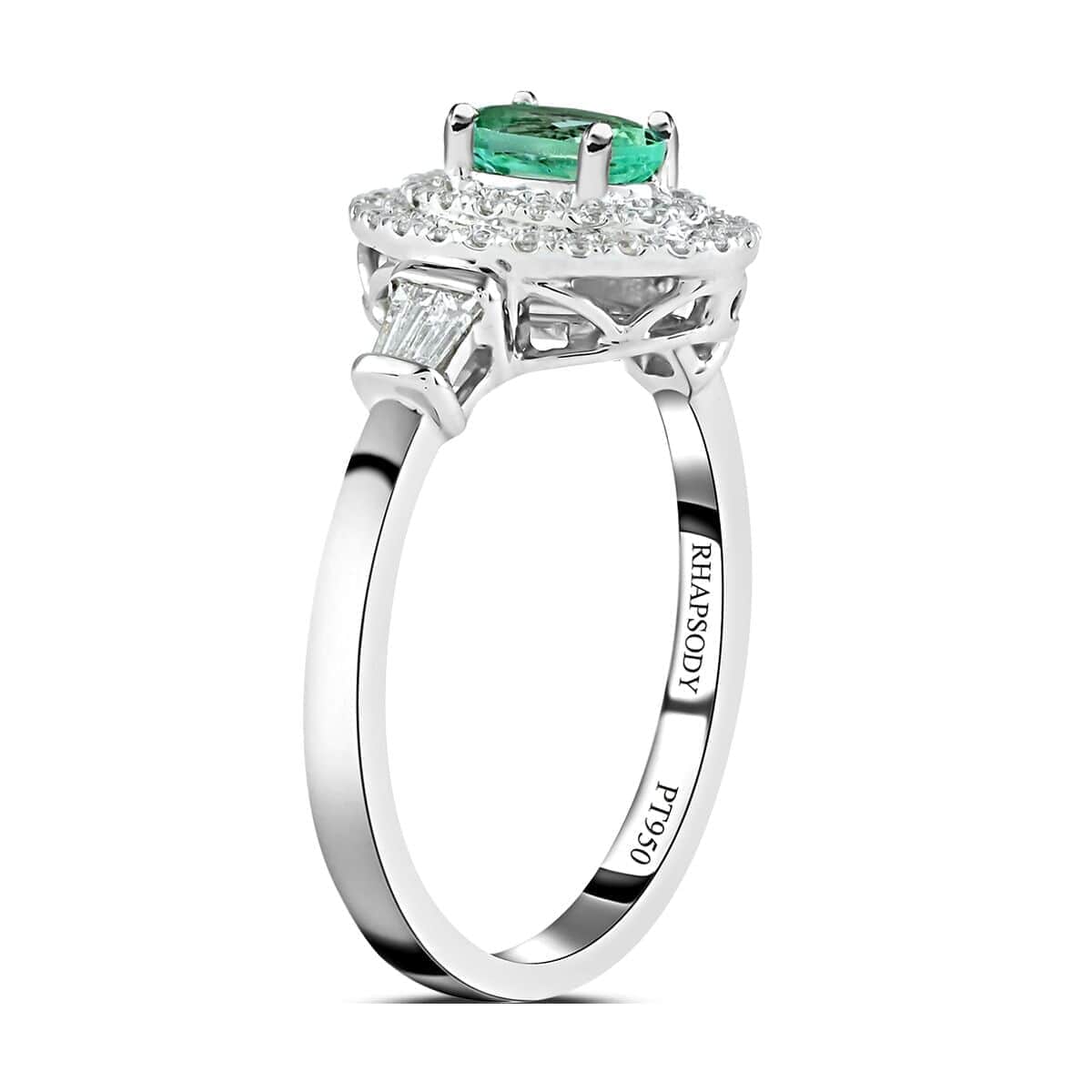 Certified & Appraised Rhapsody 950 Platinum AAAA Paraiba Tourmaline and E-F VS Diamond Double Halo Ring (Size 10.0) 5.40 grams 0.85 ctw image number 3