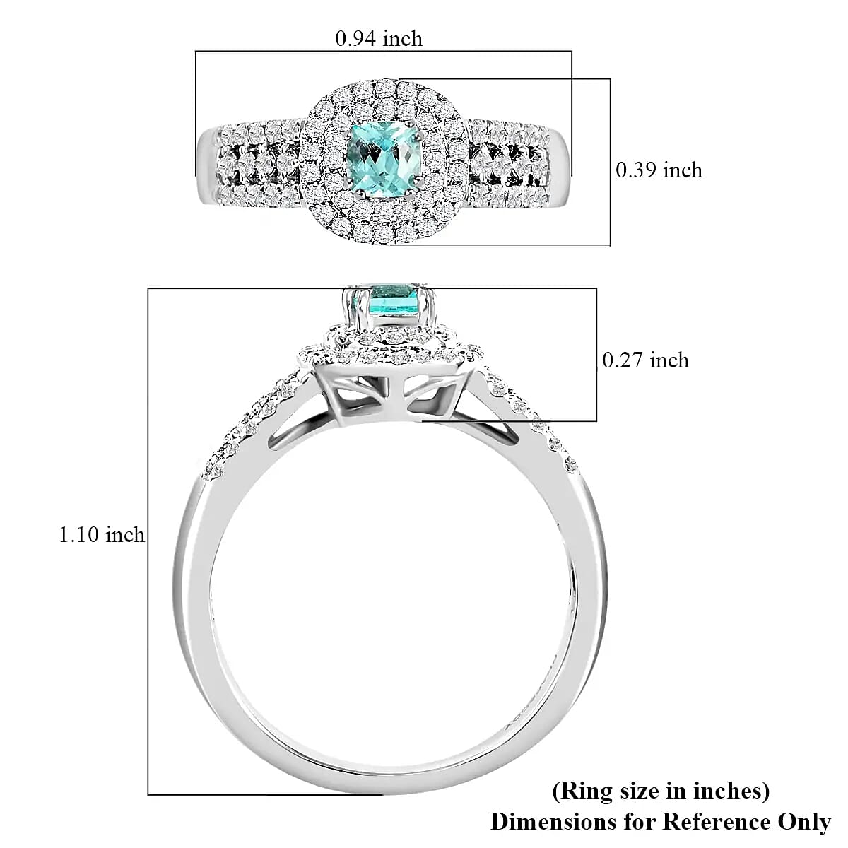Certified Rhapsody AAAA Paraiba Tourmaline Ring, Diamond Accent Ring, Double Halo Ring, Diamond Double Halo Ring, Tourmaline Halo Ring, 950 Platinum Ring 0.75 ctw (Size 6)