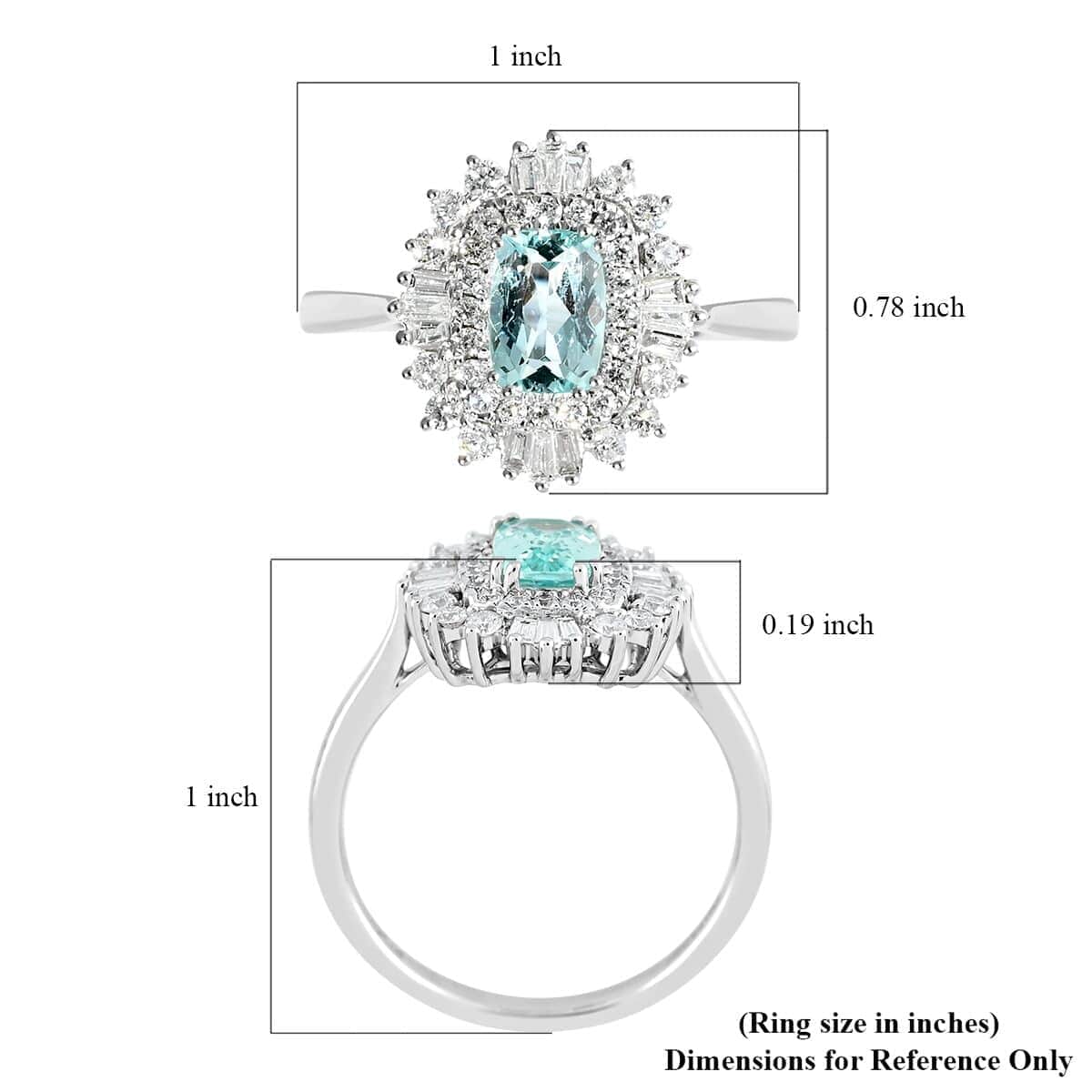 Certified & Appraised 950 Platinum AAAA Paraiba Tourmaline and E-F VS Diamond Ring 5.90 Grams 1.50 ctw image number 5