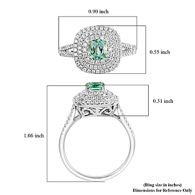 Certified & Appraised Rhapsody AAAA Paraiba Tourmaline and E-F VS Diamond 1.20 ctw Split Shank Ring in 950 Platinum (Size 6.0) 7 Grams