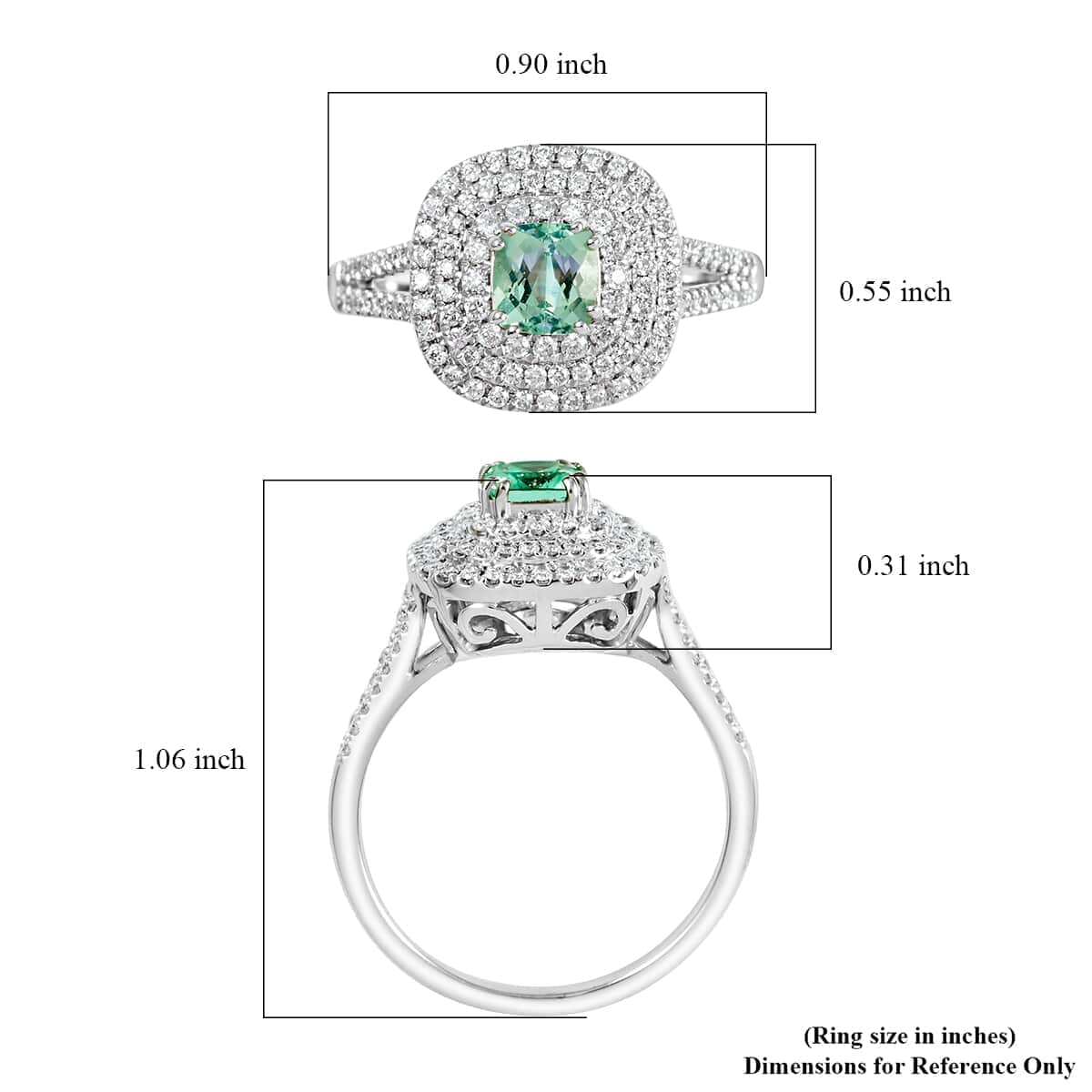 Certified & Appraised Rhapsody 950 Platinum AAAA Paraiba Tourmaline and E-F VS Diamond Split Shank Ring (Size 6.0) 7 Grams 1.20 ctw image number 5