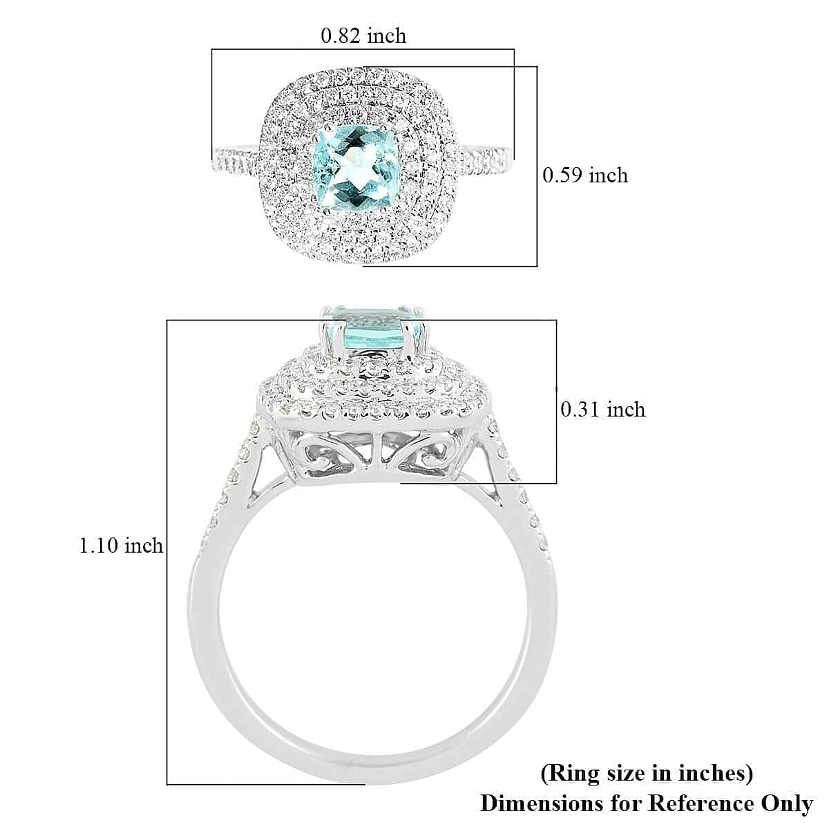 Certified & Appraised Rhapsody 950 Platinum AAAA Paraiba Tourmaline and E-F VS Diamond Double Halo Ring (Size 6.0) 6.80 Grams 1.35 ctw
