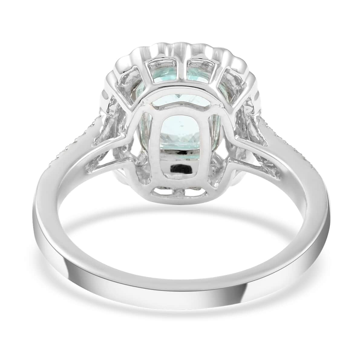 Certified & Appraised 950 Platinum AAAA Paraiba Tourmaline and E-F VS Diamond Ring (Size 7.0) 7.35 Grams 1.90 ctw image number 4