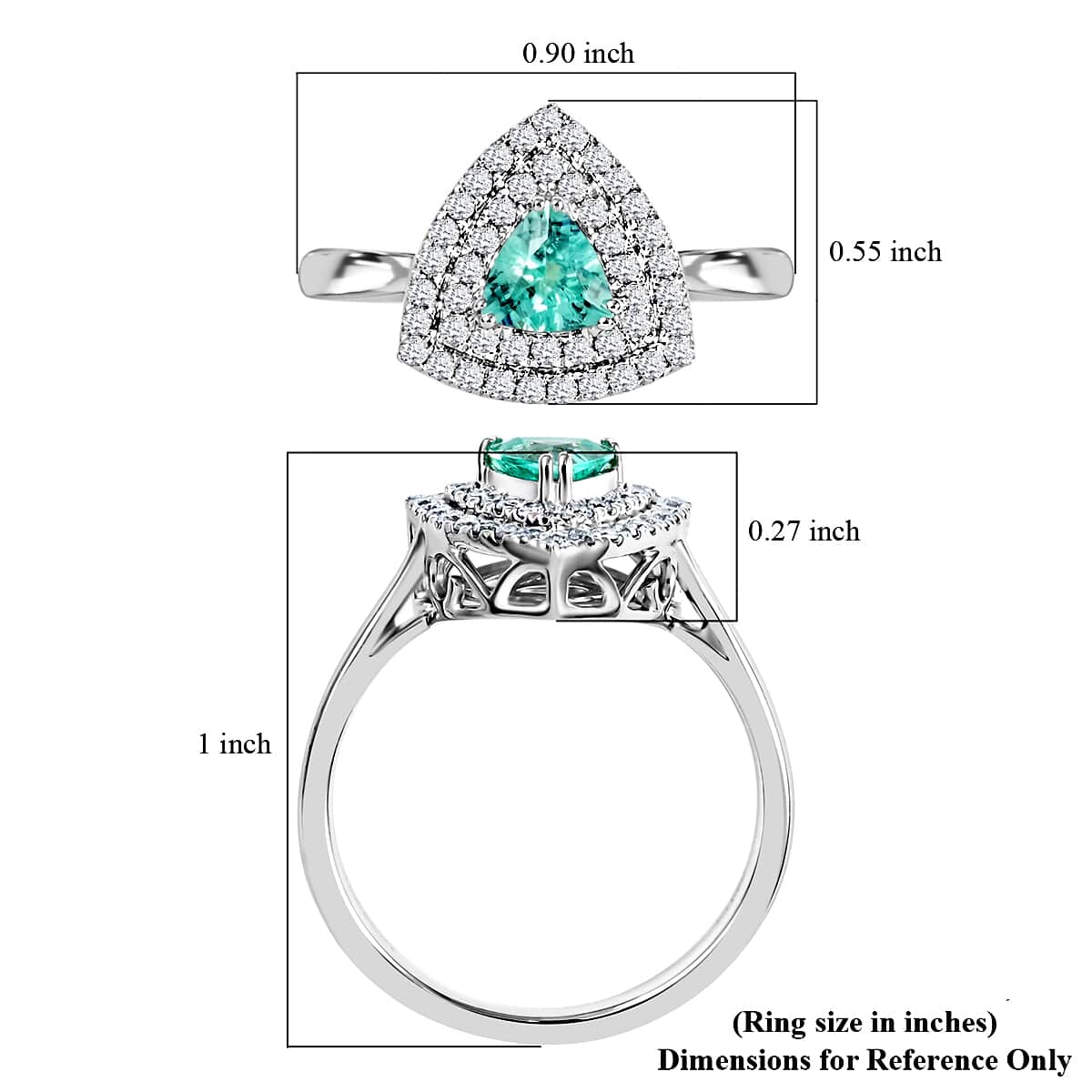 Certified & Appraised 950 Platinum AAAA Paraiba Tourmaline and E-F VS Diamond Ring 5 Grams 0.70 ctw image number 5