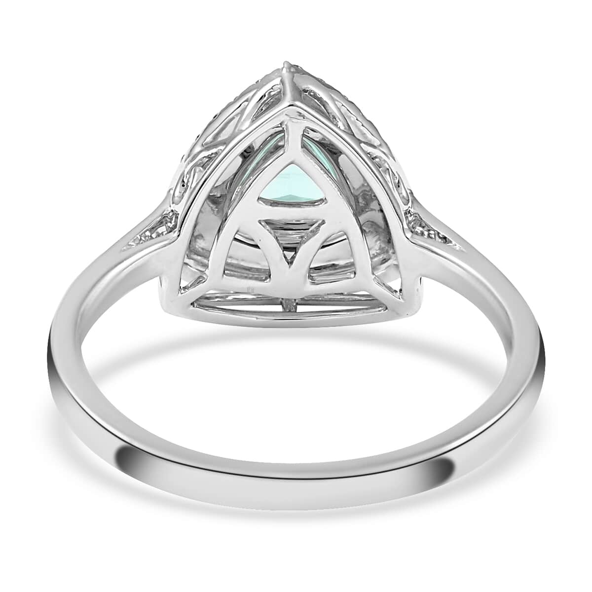Certified & Appraised 950 Platinum AAAA Paraiba Tourmaline and E-F VS Diamond Ring (Size 7.0) 5 Grams 0.70 ctw image number 4