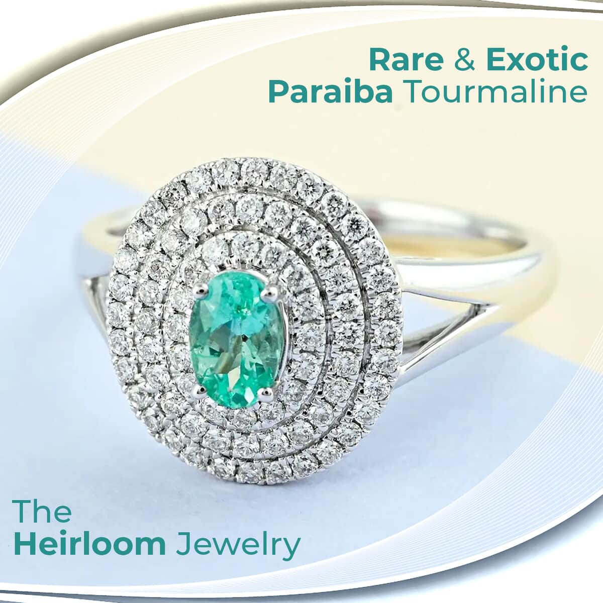 Certified & Appraised 950 Platinum AAAA Paraiba Tourmaline and E-F VS Diamond Ring (Size 6.0) 7.25 Grams 1.00 ctw image number 1