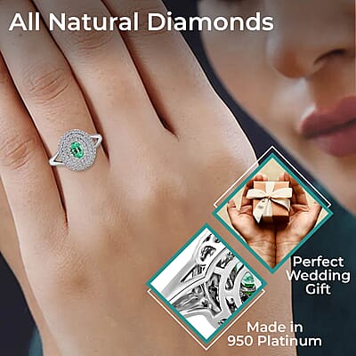 Certified & Appraised Rhapsody AAAA Paraiba Tourmaline and E-F VS Diamond 1.00 ctw Cocktail Ring in 950 Platinum (Size 6) 7.25 Grams