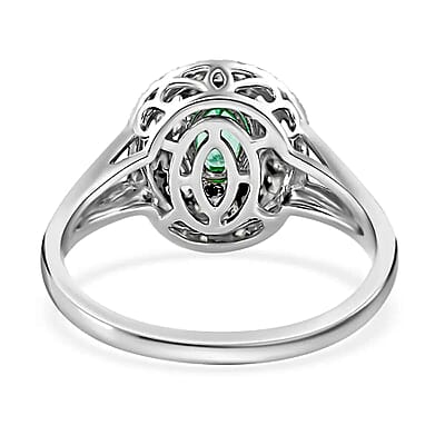 Certified & Appraised Rhapsody AAAA Paraiba Tourmaline and E-F VS Diamond 1.00 ctw Cocktail Ring in 950 Platinum (Size 6) 7.25 Grams