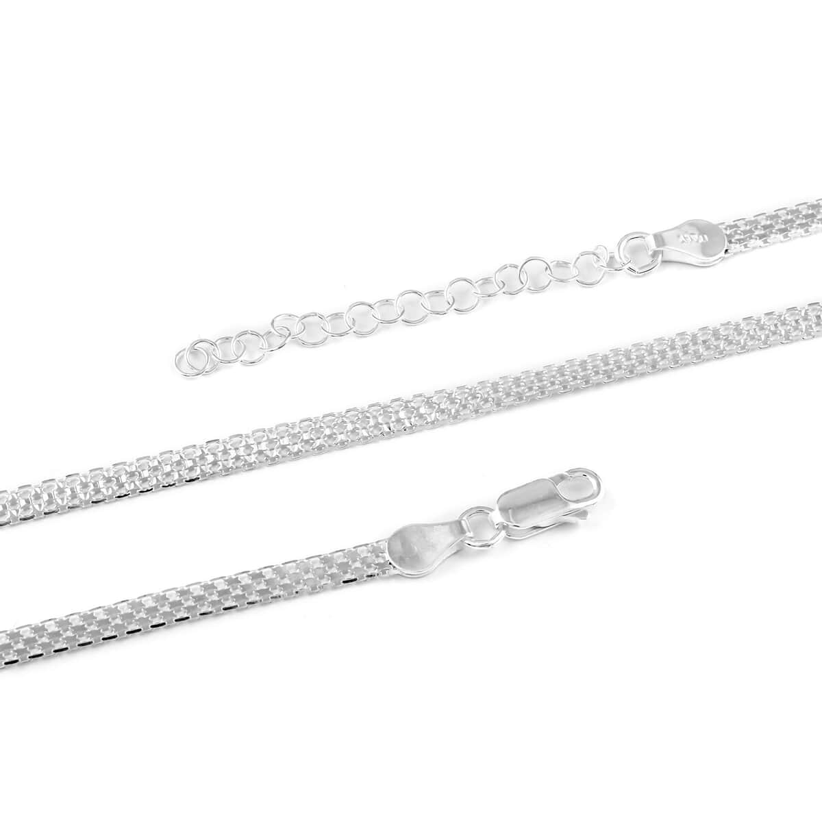 Italian Sterling Silver 4mm Bismark Necklace, 4 Line Pave Necklace, 925 Sterling Silver Necklace (22-24 Inches) image number 2